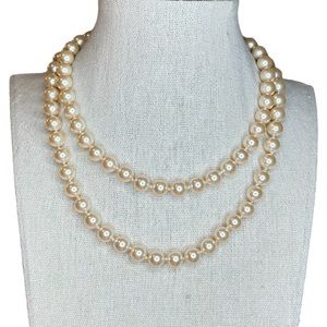 Monet Vintage Light Champagne Pink Faux Pearl Necklace